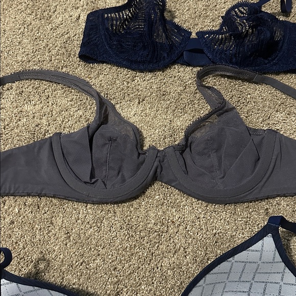 Victoria's Secret Navy and Gray Lace Bra Trio - Picture 5 of 8